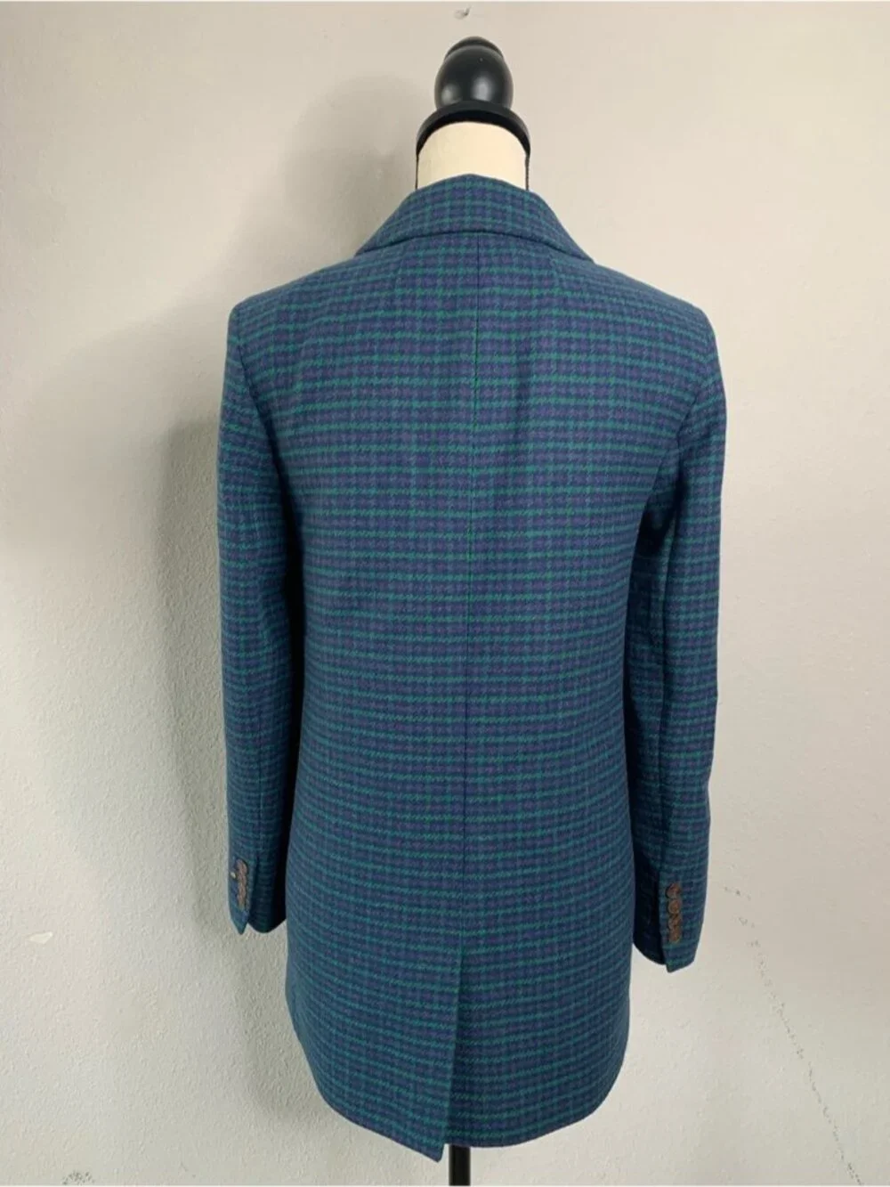 J. Crew Blue & Green Herringbone One Button Blazer